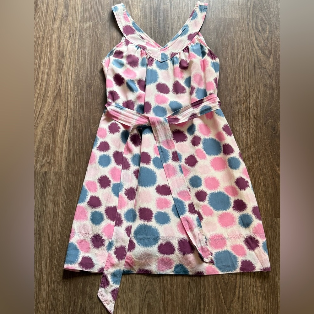 Marc by Marc Jacobs Blue and Pink Dot Print Silk Dress